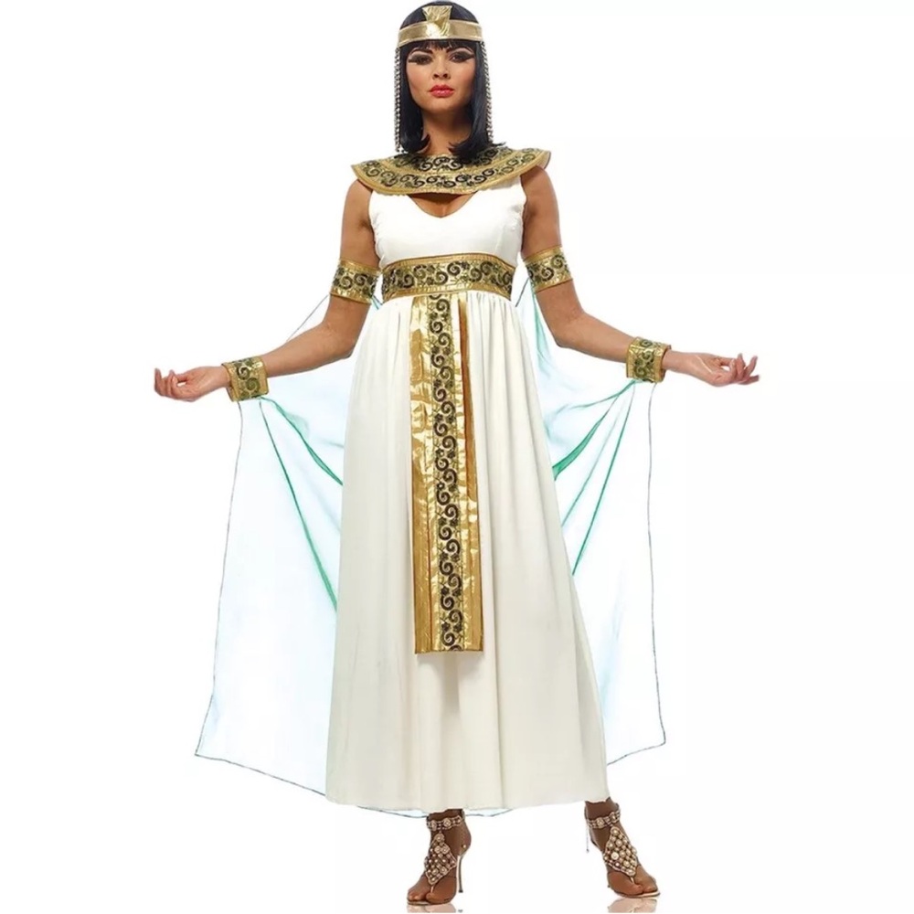 GODDESSEY Cleopatra Adult Costume Ivory/Green Size Small (4-6)